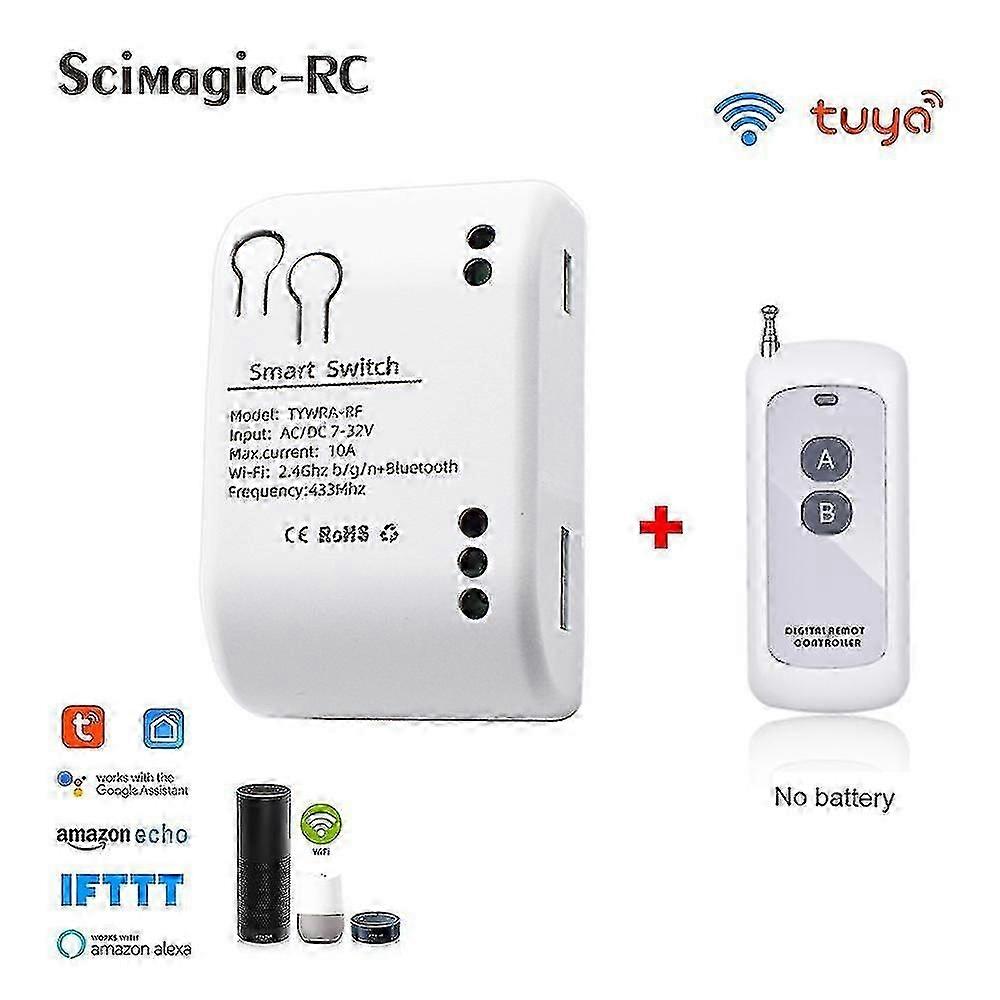 1ch Rf Smart Switch 12v 24v 7-32v Ac Dc Wifi Tuya Remote Control 433 Light Switch 10a Rele Relay Self-locking Interlock Inching