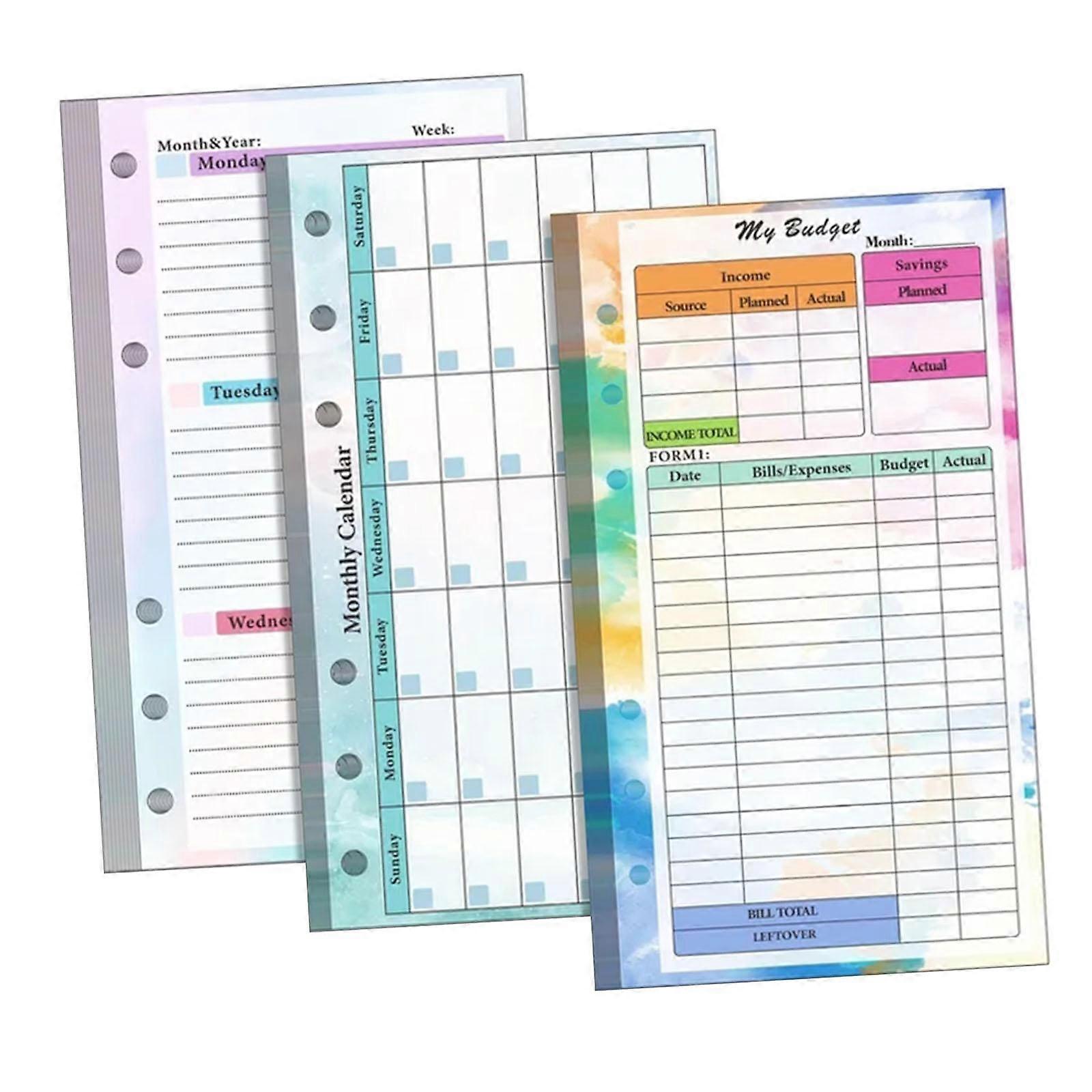 6 Ring Loose for Leaf Lined Paper Binder Planner Insert Students A6 Refill Paper