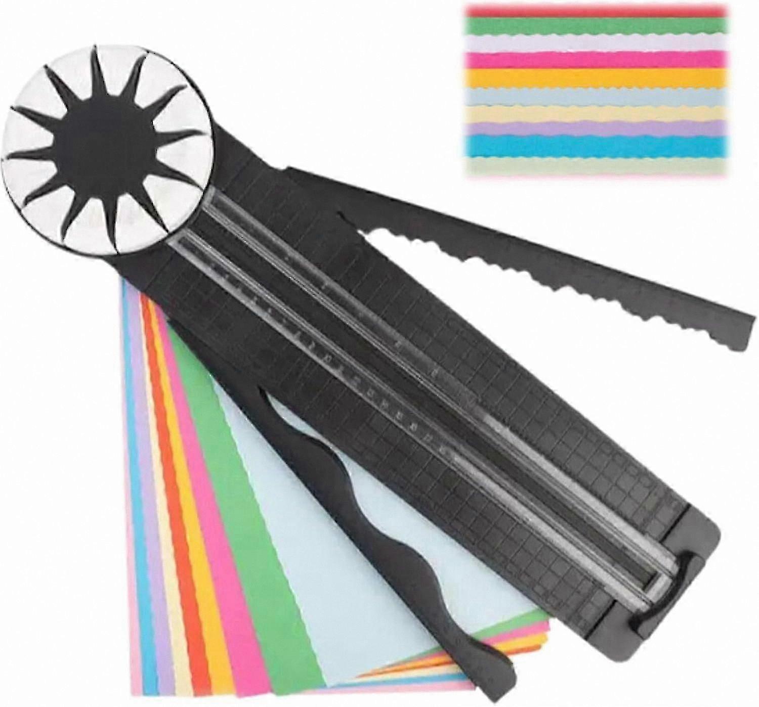 12-in-1 Rotary Paper Cutter for Crafting, Multifunctional Edge Cutting Tool with Wave Lines for Creative Projects