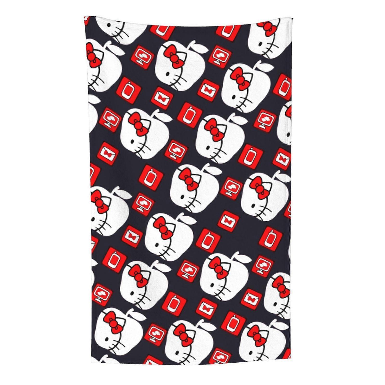 Hello Kitty Pattern Lightweight Soft Flannel Blanket Suitable for Cat Lovers Sofa Living Room Comfortable Plush Blanket 30x50in (Vertical)