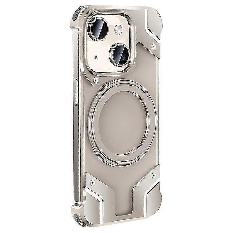 For iPhone 15 Plus: Q1X Magnetic Case with Borderless PC Back and Ring Kickstand, Titani Cover