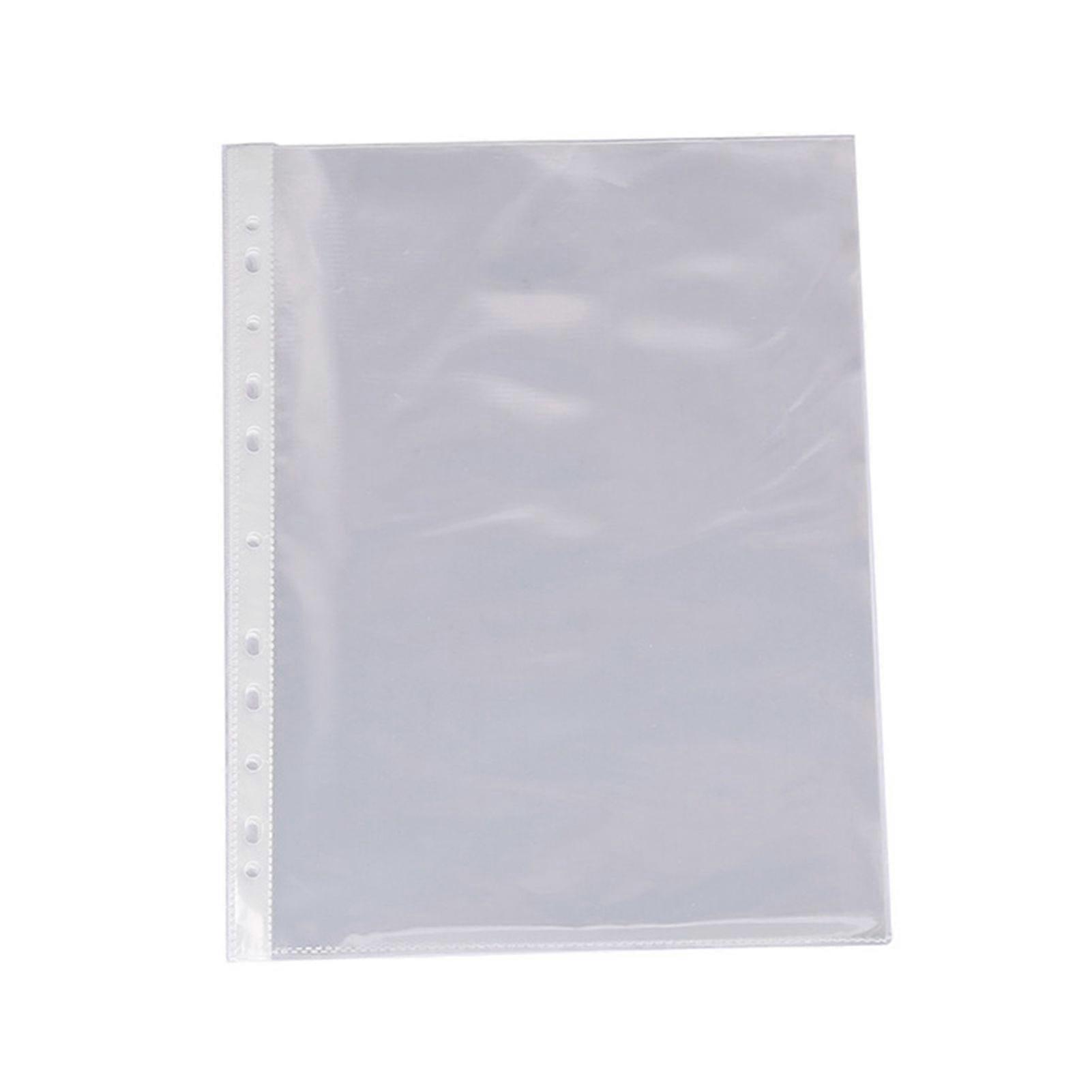100 Pcs A4 Clear Document Folder Transparent Waterproof Case Document Paper Organizer 11-Hole File Folder for A4 Size Paper School Office Supplies