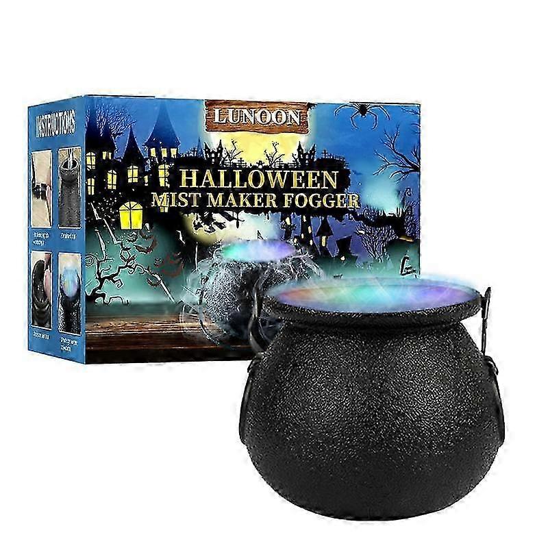 Halloween Cauldron Fogger Fog Machine Atomizer Water Fountain Air Humidifier Mist Maker With 12 LED Lights And Handle For Home