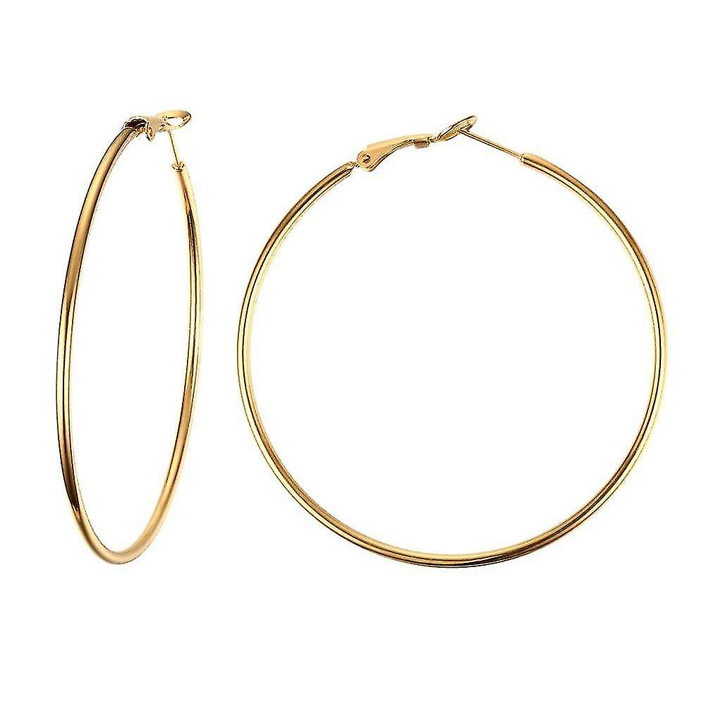 Earrings Gold 60mm Women Stainless Steel Minimalist Hoop Earrings Loop Size 40-70mm