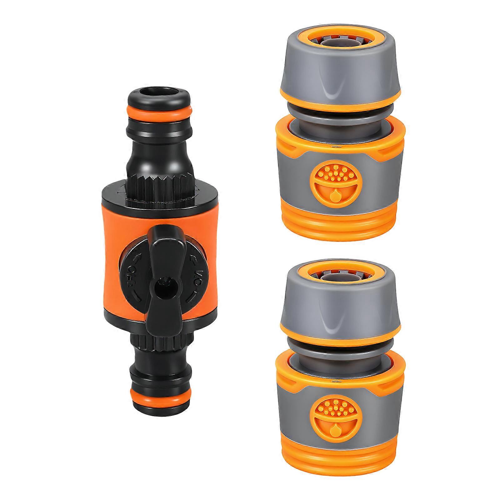 Garden Hose Connection Set 2 TPR Adapters 1 Double Function Valves Effortlessly Rotating Design for Home Irrigation Need Multicolor