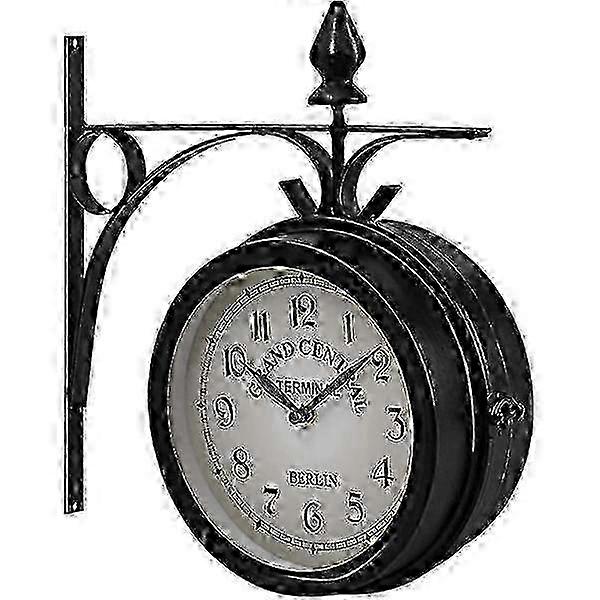Double-sided wall clock station clock garden clock double-sided clock time indicator 33 x 30 x 10 cm