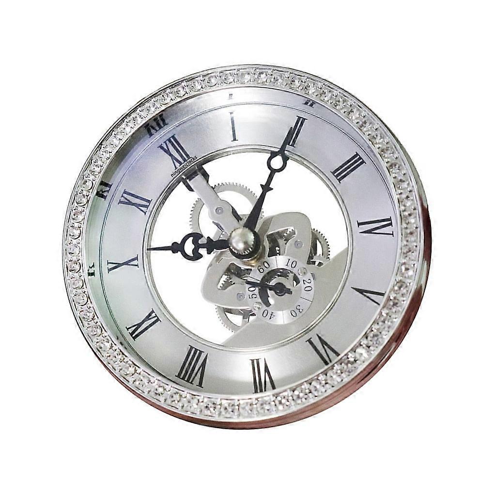 BQBQERT 100mm Desk Clock with Quiet and Luxurious Crystal Detail Wrought Metal Clocks for Business Professional Table Clock