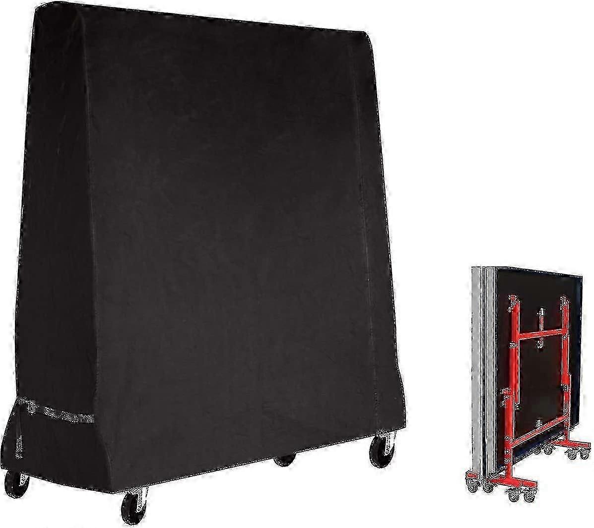 غطاء طاولة تنس طاولة مقاوم للماء لحماية داخلية خارجية - 185x71x165cm أسود