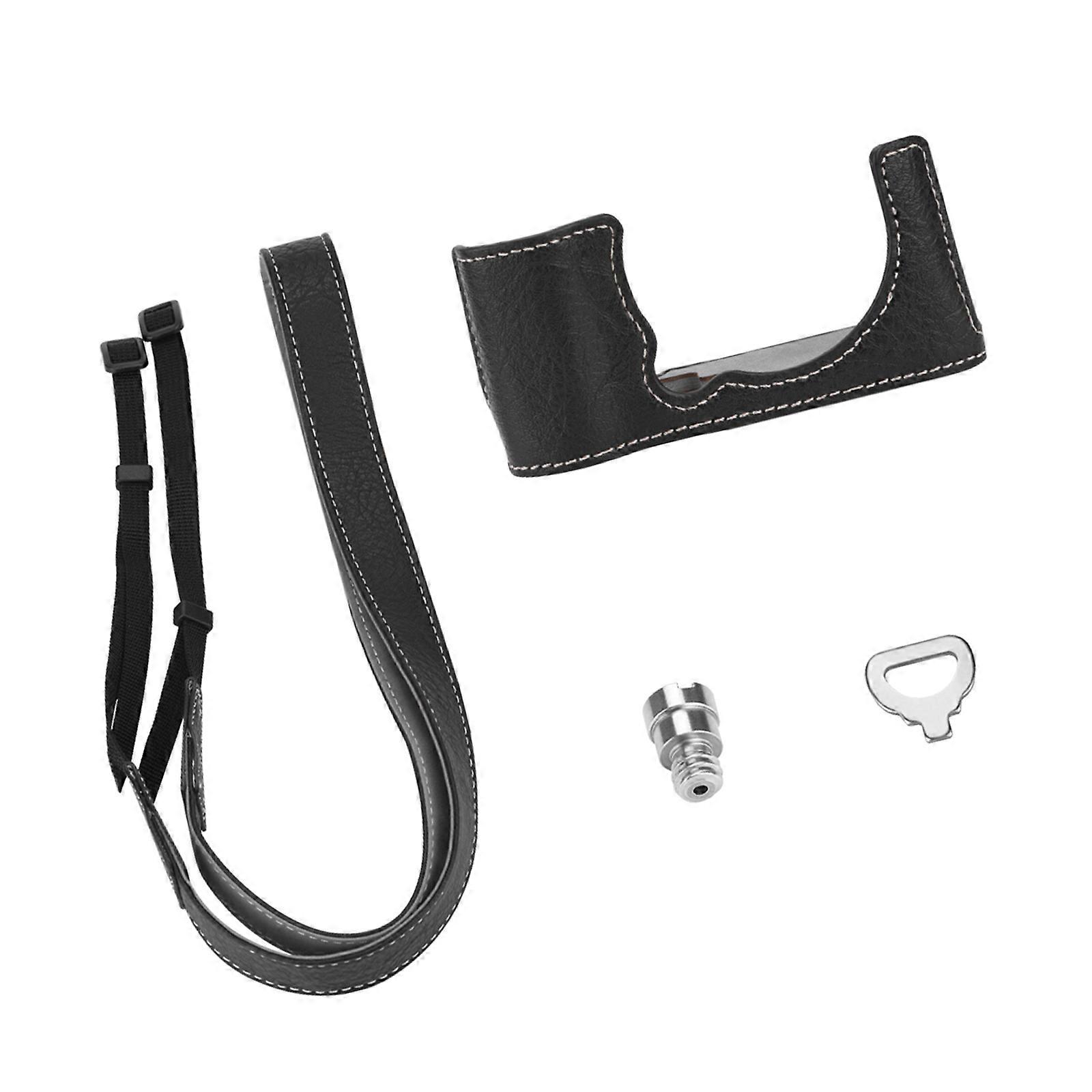 Leather Half Case Set for XM5 Camera Protections with Wrist Straps and Easy Access Design  Black