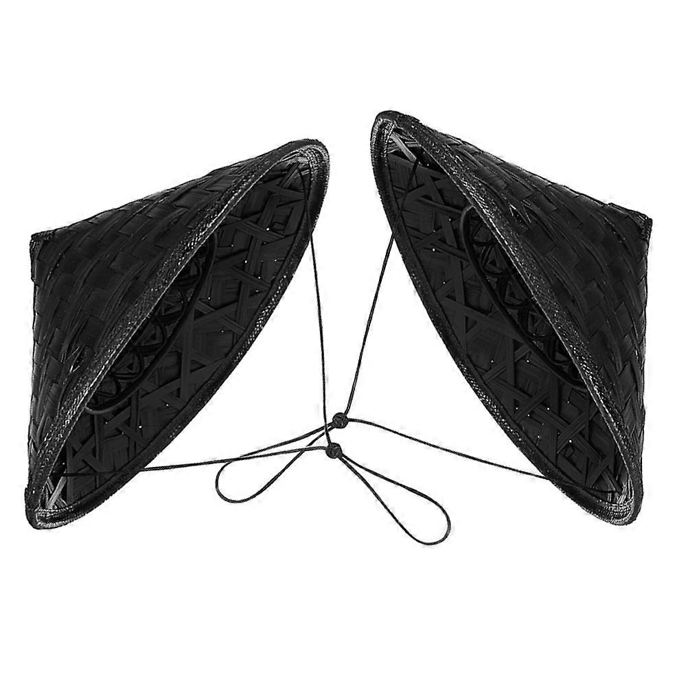 Knight Hat Samurai Hat for Stage Performances 2Pcs Bamboo Cosplay