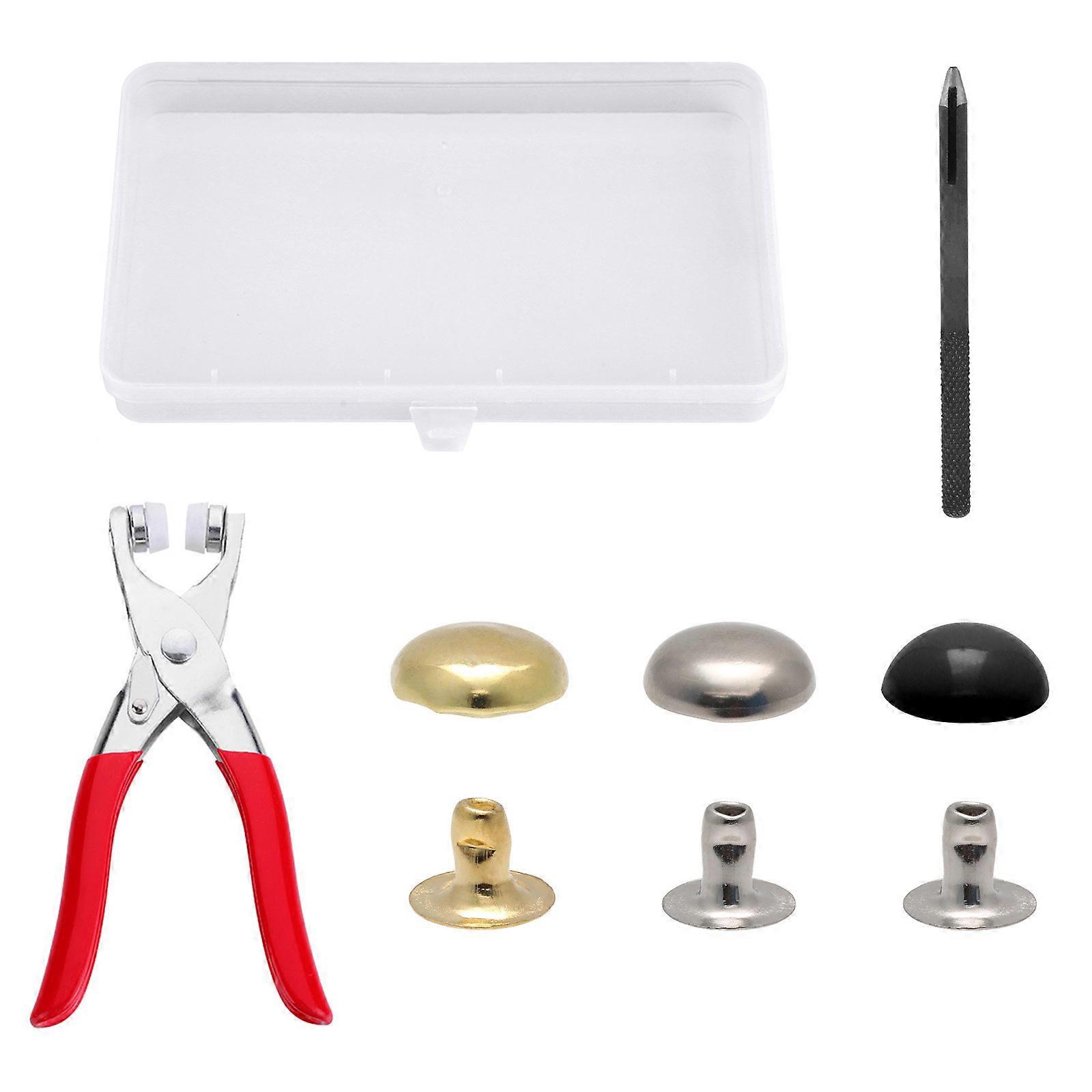 Heavy Duty Snap Button Fastener Tool Set with Metal Button Ergonomic Pliers and Hole Punching Tool for Clothing Bag Shoe Multicolor