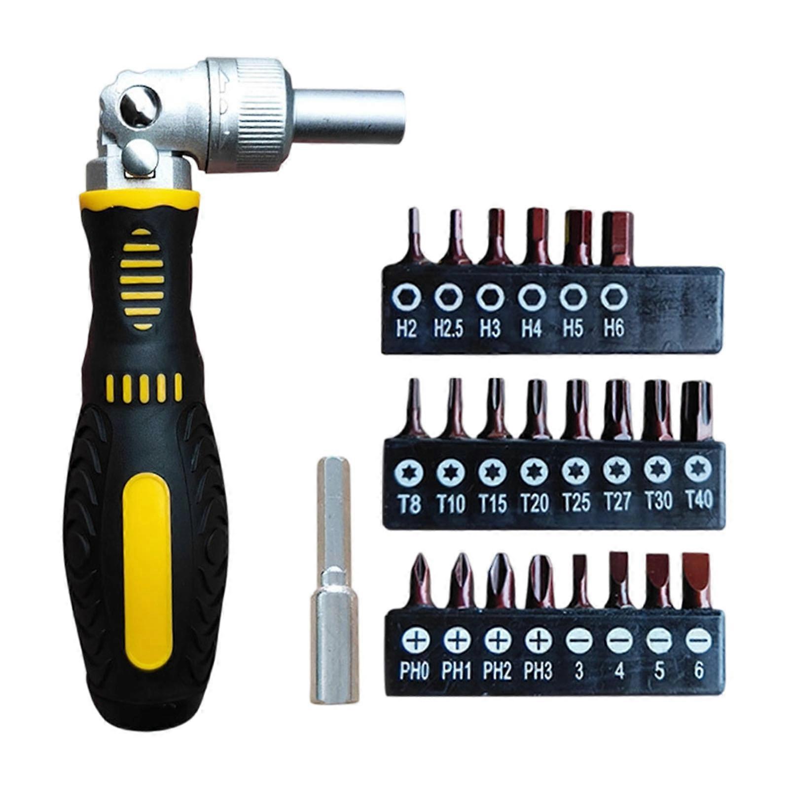 High Torques 72 Tooth Ratchets Screwdriver Magnetic Bit Retention Curved Shafts for Confined Space Applications Multicolor