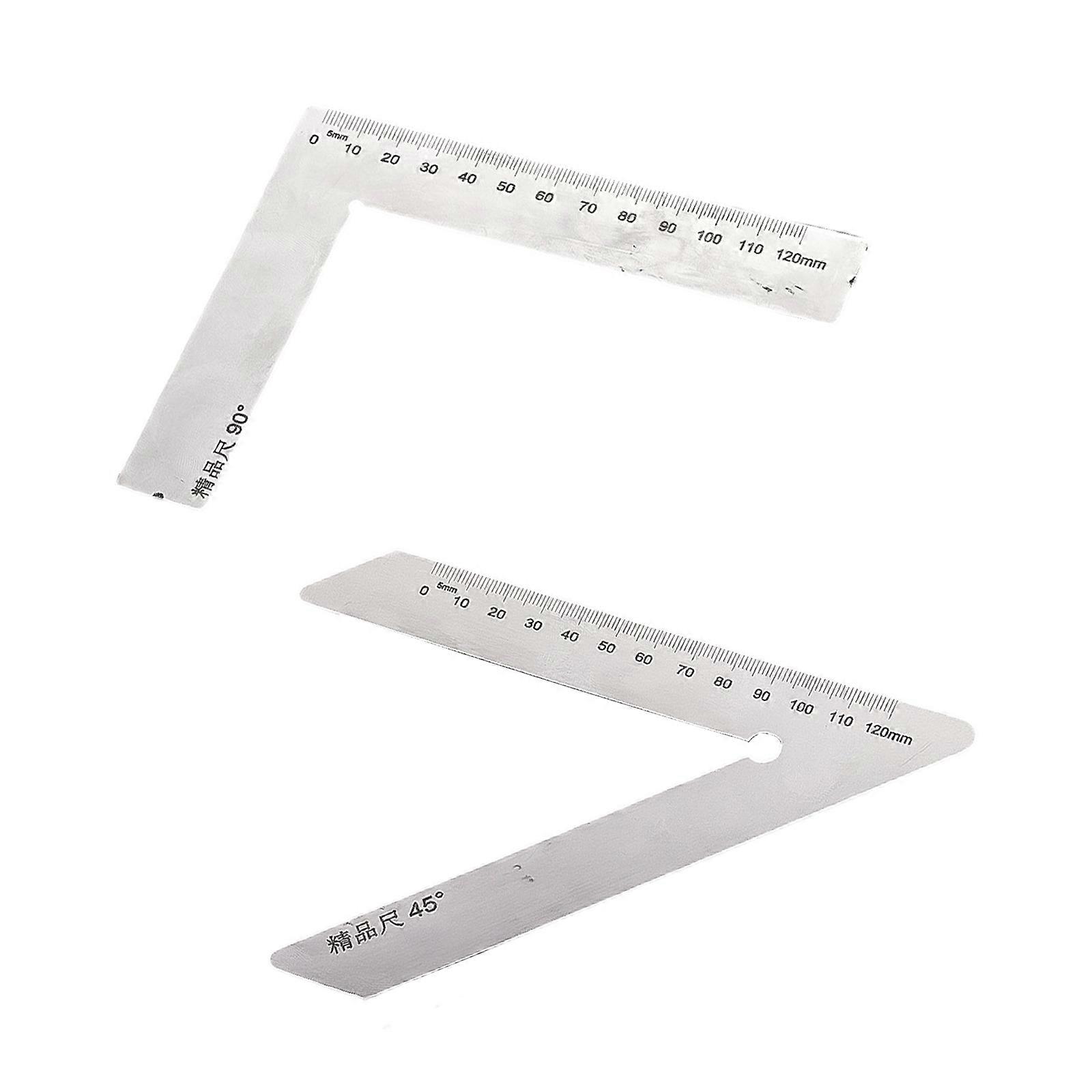 2x Stainless Steel Ergonomic Angled Ruler Corrosion Resistant Design For Accurate Woodworking Framing Technical Drafting Multicolor