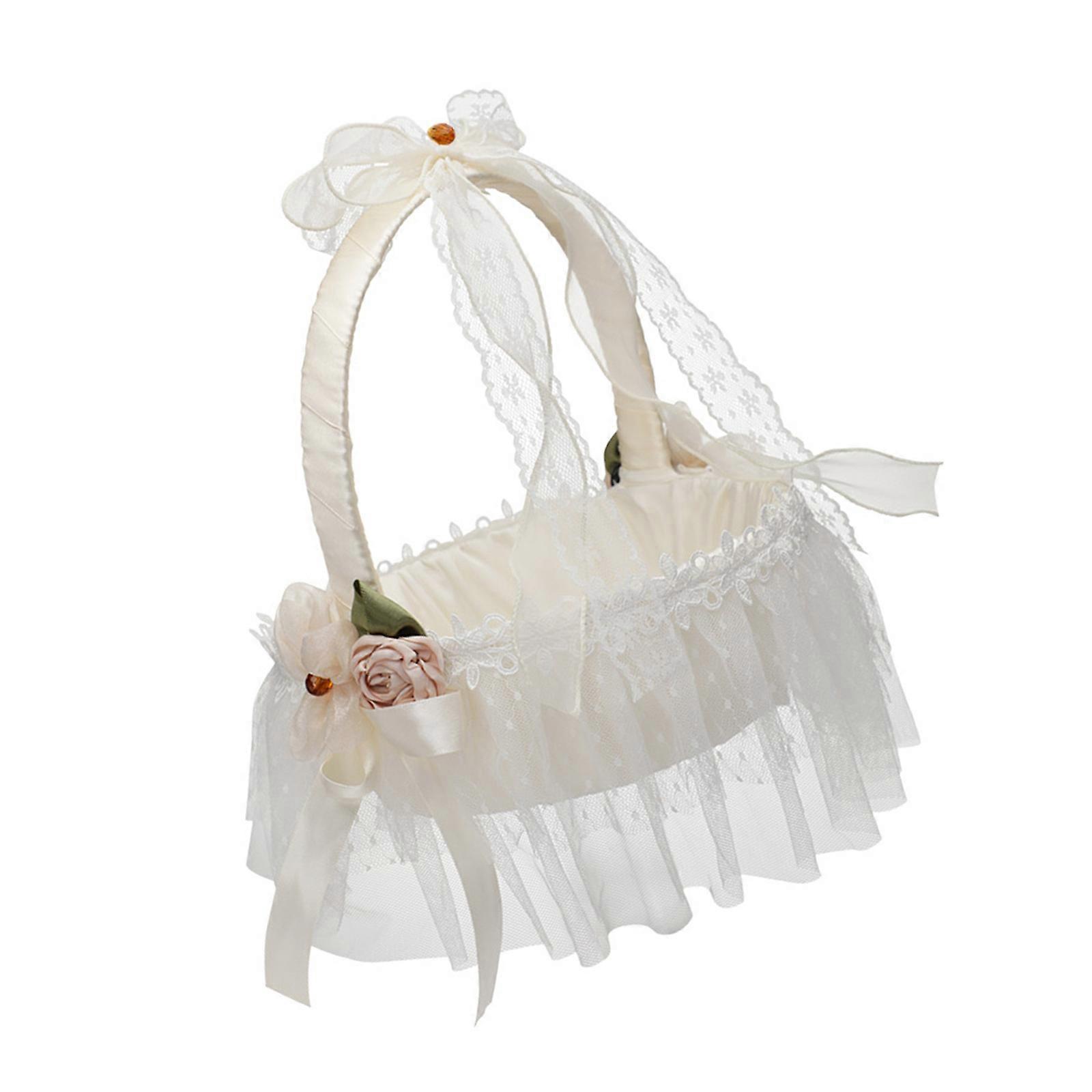 Lovely Handheld Flower Baskets Handheld Artificial Basket Multipurpose Basket for Safe Event Participation Multicolor