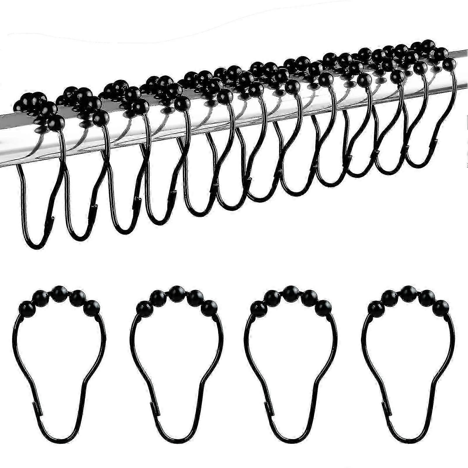 Duschringe aus Edelstahl (12 Stück, schwarz)