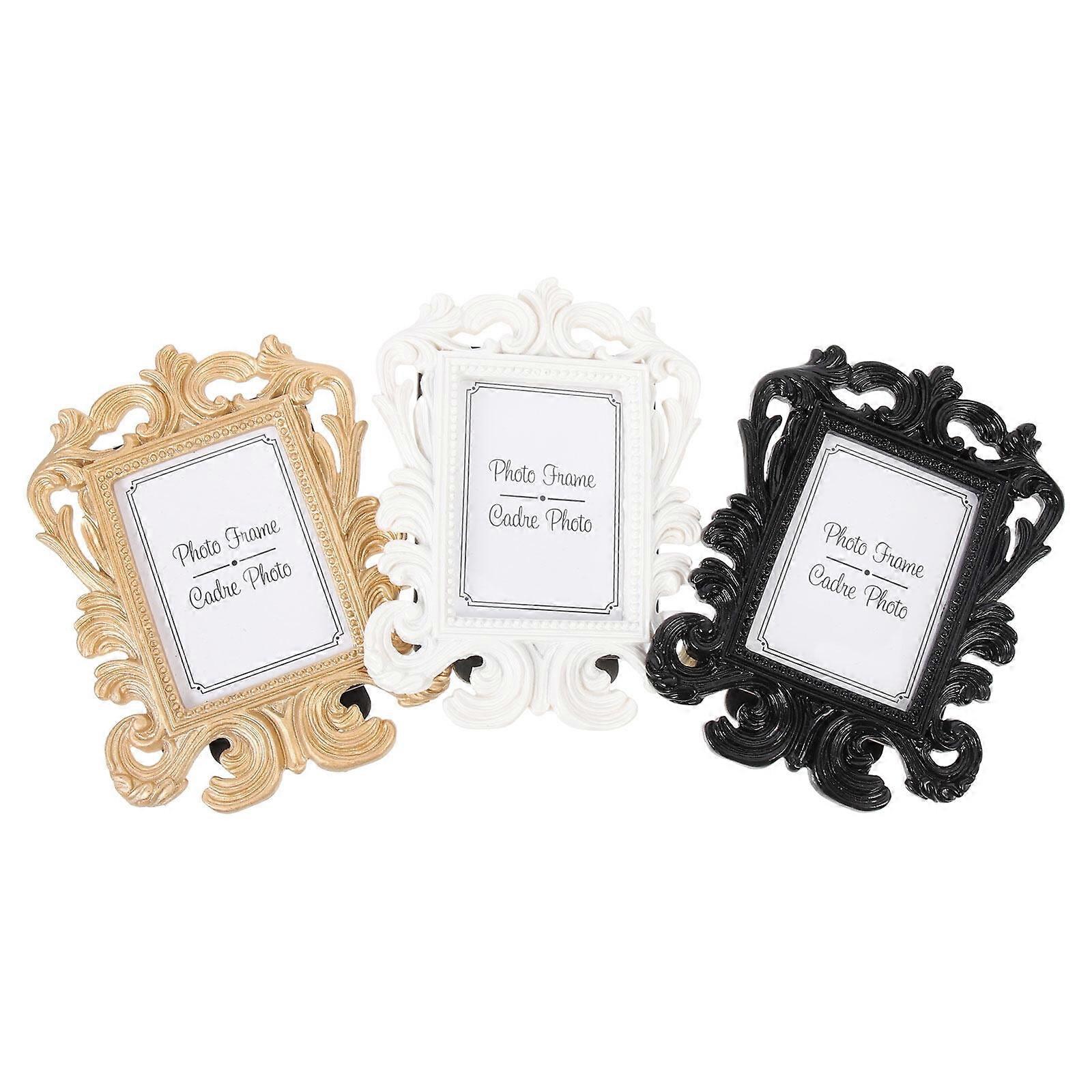 3pcs Small Baroque Vintage Picture Frames Elegant Antique Photo Frames for Display