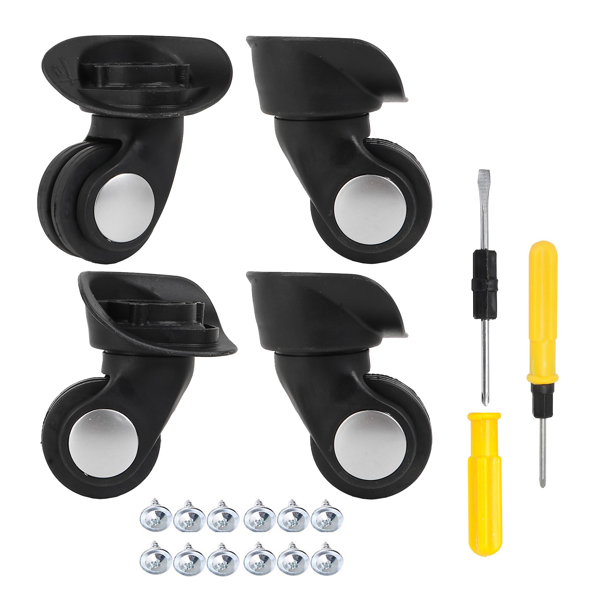 4 Pcs Universal Swivel Caster Luggage Left & Right Wheel w/ Screwdriver