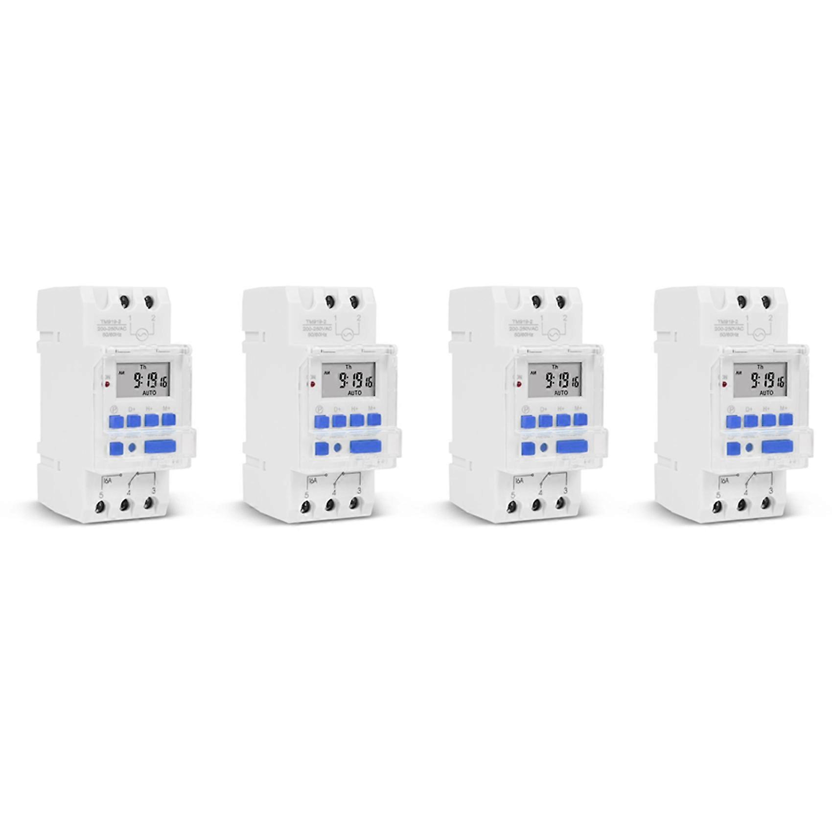 4X SINOTIMER TM919A-2 Programmable Digital Time Switch Relay Timer Control AC 220V 16A Din Rail Mount
