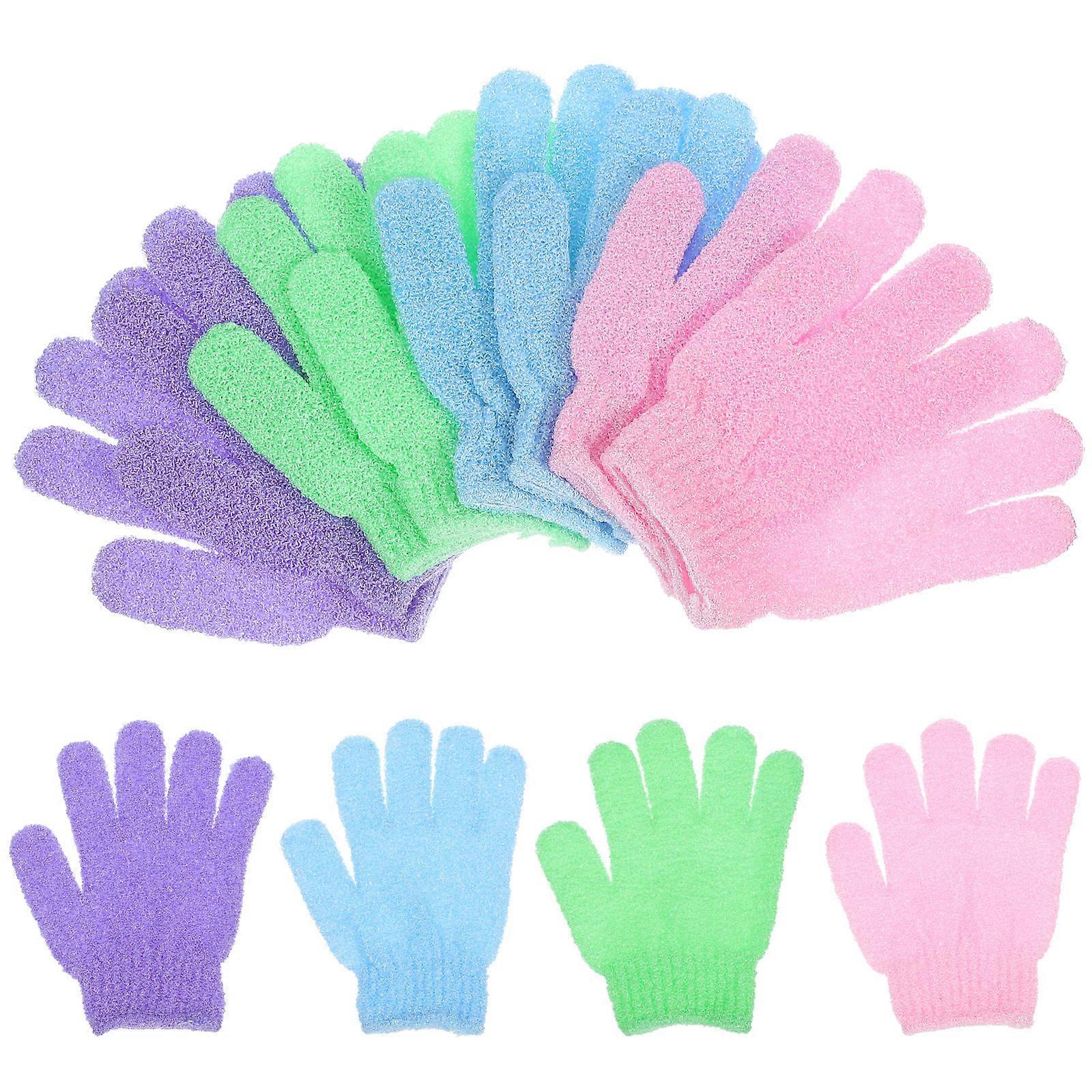 4 par duschhandskar, exfolierande badhandskar, nylonhandskar, kroppsskrubb, exfoliering