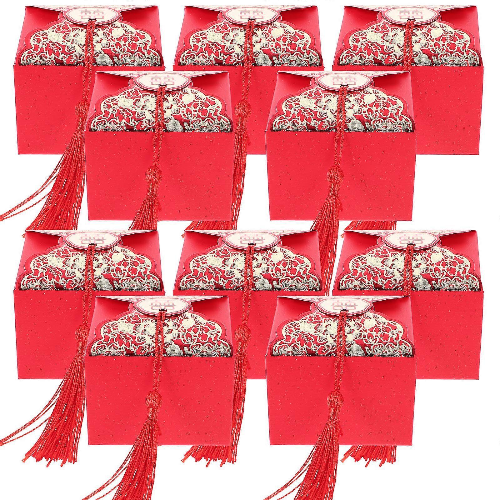 20 Pcs Exquisite Packing Gift Box Red Gift Candy Case Portable Wedding Candy Box