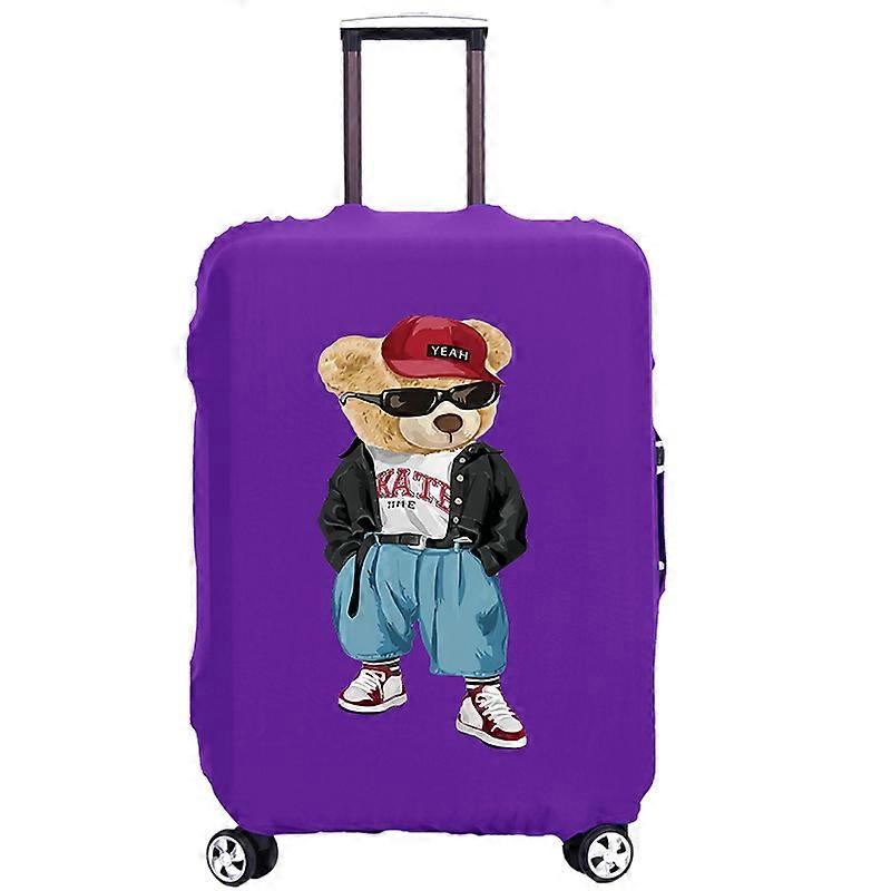Capa protetora para mala de viagem com estampa de urso, estilo jaqueta, elástica, da marca Dcomt, adequada para malas de 18 a 32 polegadas.