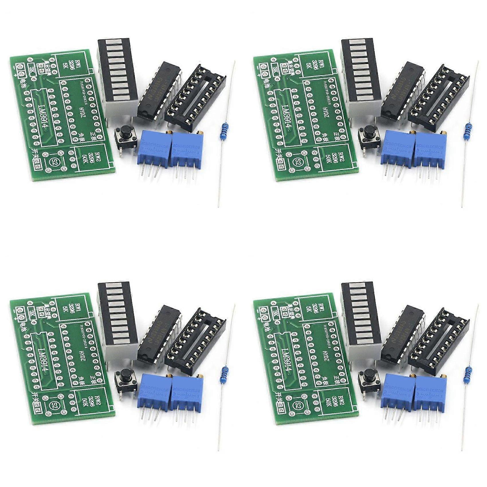 4X LM3914 10 Segment 3.7V Lithium 12V Battery Capacity Indicator Module Power Level Tester LED Display DIY Kits