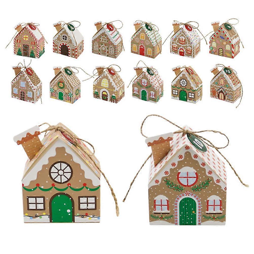 Advent Calendar Box Christmas House Shaped for Storage Use 24Pcs Pack