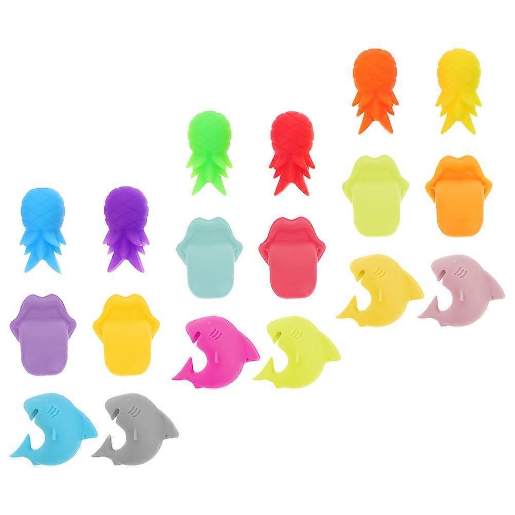 Cup Markers For Drinks And Reusable Cocktail Parties Shark Shape 18Pcs