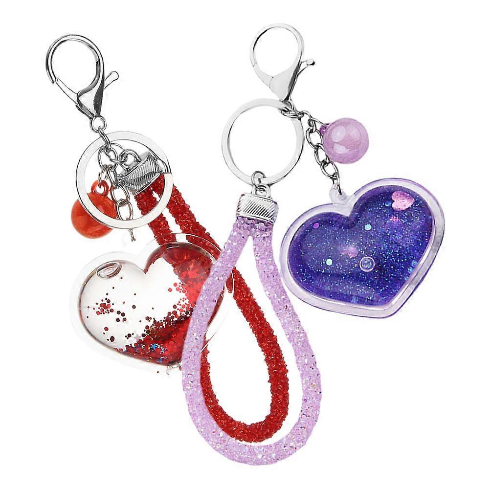 Heart Shape Glitter Keychain for Hanging Keys with Moving Sand
