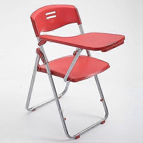 Ergonomic Folding Chair with Writing Tablet Arm and Storage, Stackable Mesh Back for Classroom, Office, Training, Red