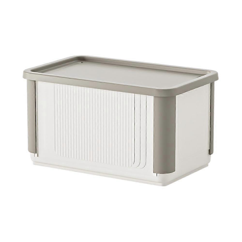 Storage Bins with Lids, Foldable Stackable Plastic Containers, DustProof Closet and Office Organizer
