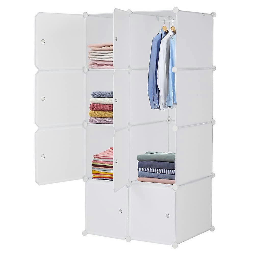 Cube Storage Organizer 8Cube Stackable Shelves with Hanging Rod Modular Closet and Bookshelf for Home