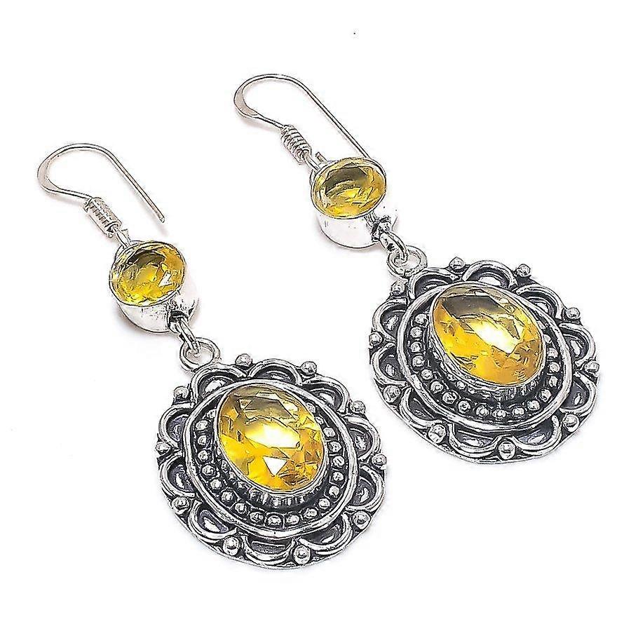 Citrine Gemstone 925 Sterling Silver Earring 2.36"