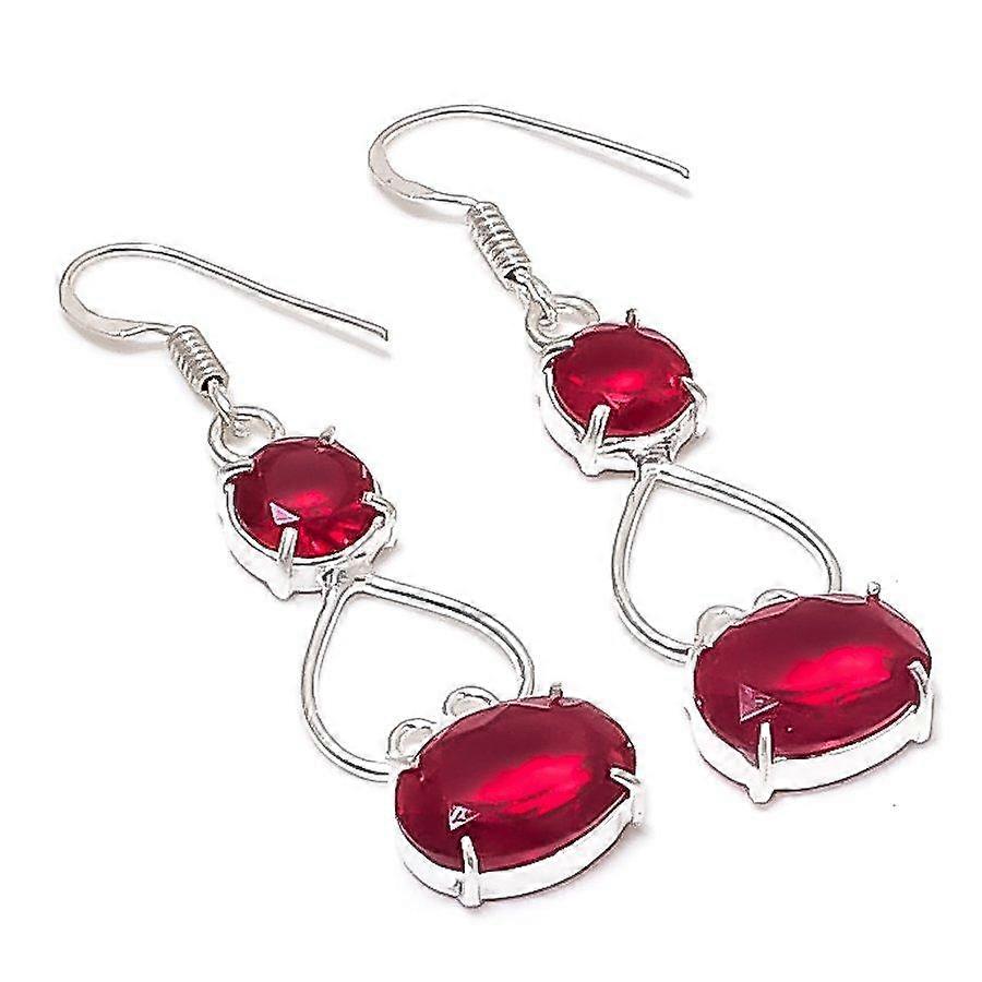 Garnet Gemstone 925 Sterling Silver Earring 2.01"