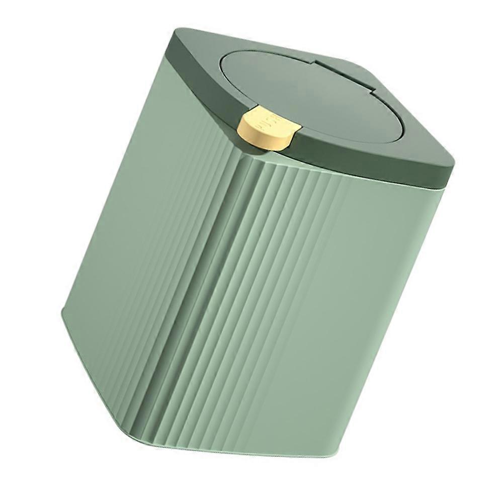 Household Press Type Square Garbage Can with Practical Lid in Green