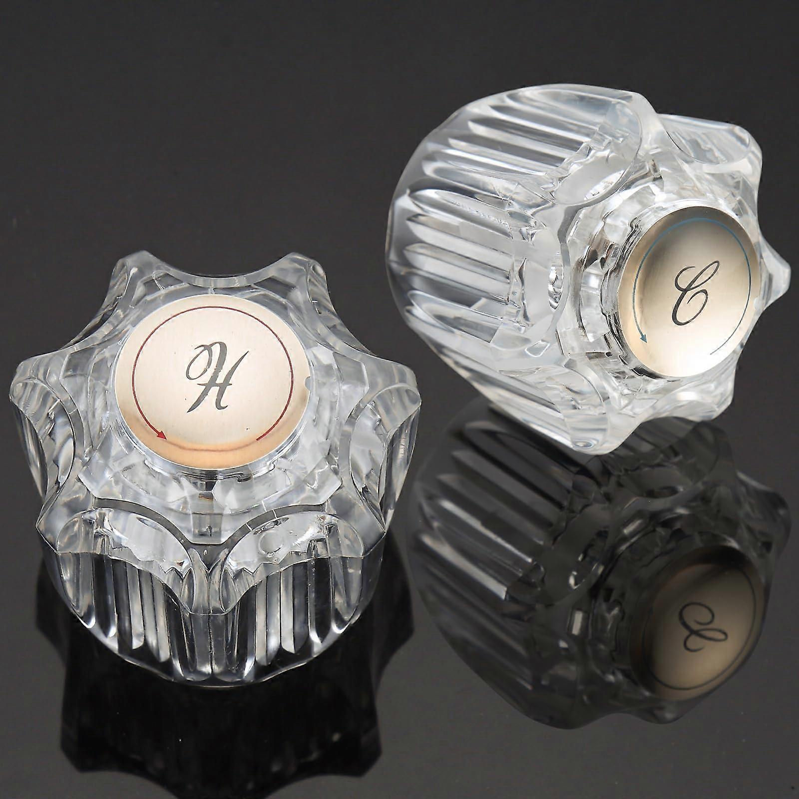 Bathroom Faucet Handles Clear Acrylic Hot and Cold Replacement Knobs for Delta Peerless Ref:6864