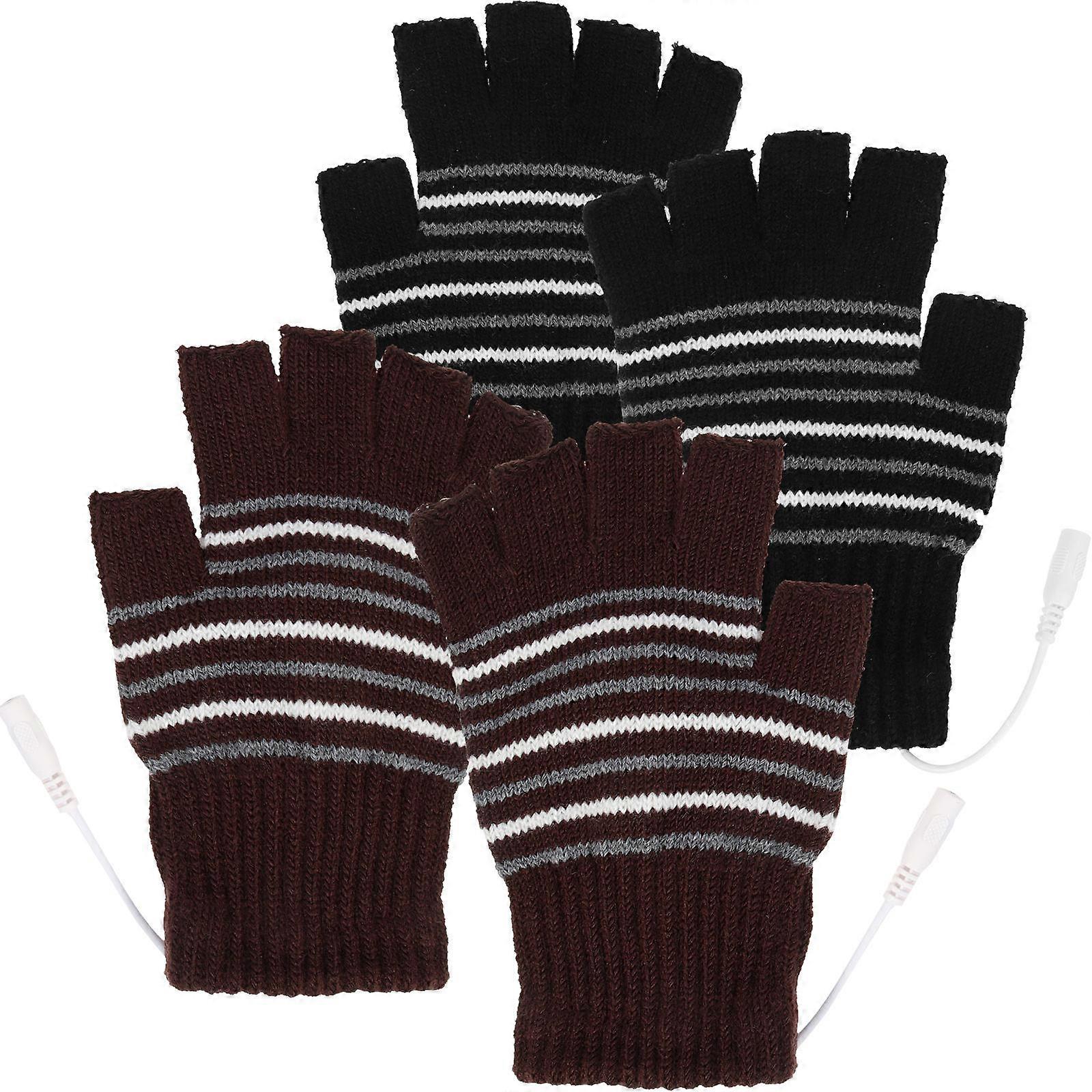 Adjustable Thermal Skiing Thermal Gloves Indoor Brown 2Pairs