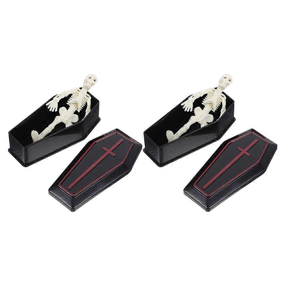 Mini Coffin Boxes Halloween Decorations with Skeleton Models 8Sets
