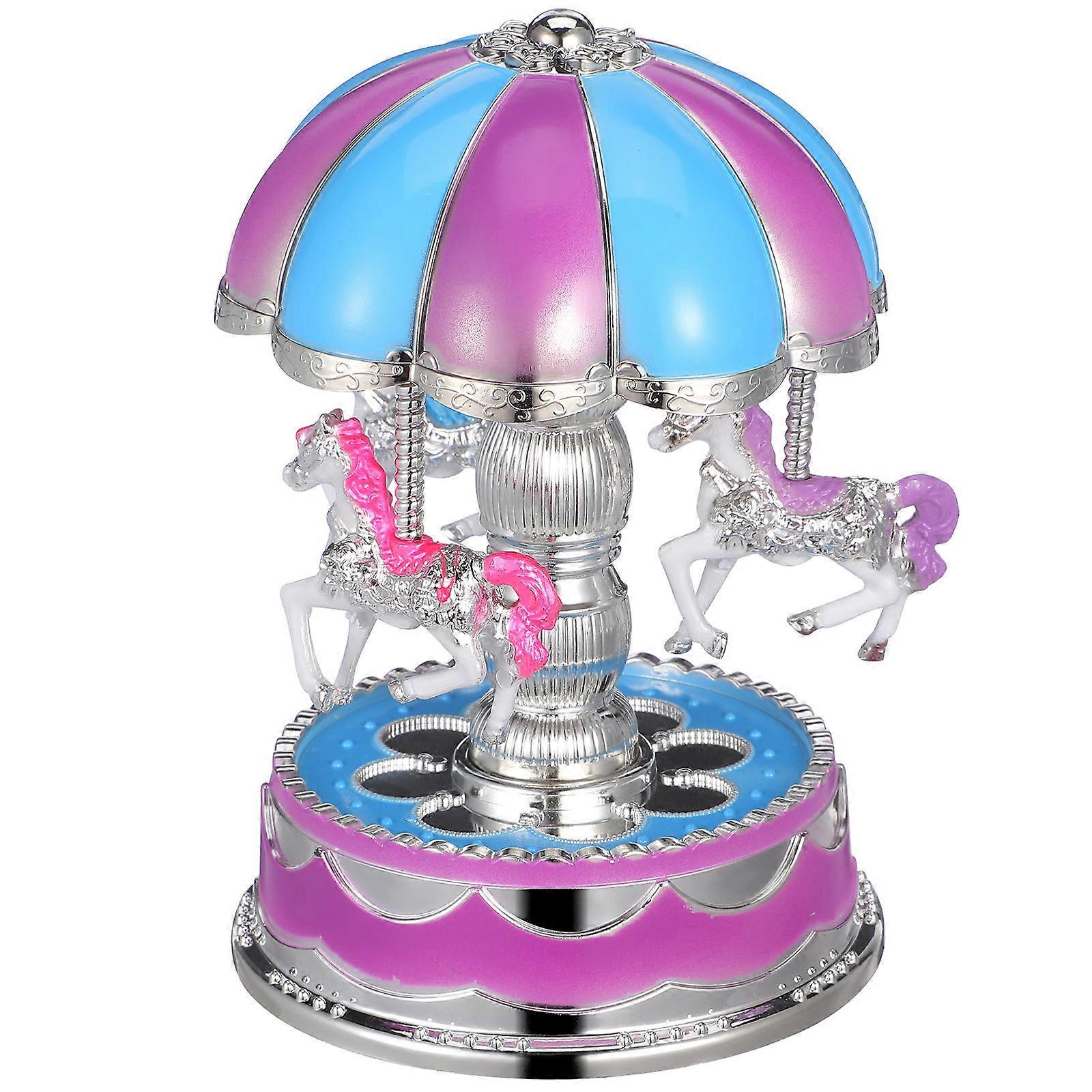 Carousel Music Box with LED Light Rotate for Decoration Use