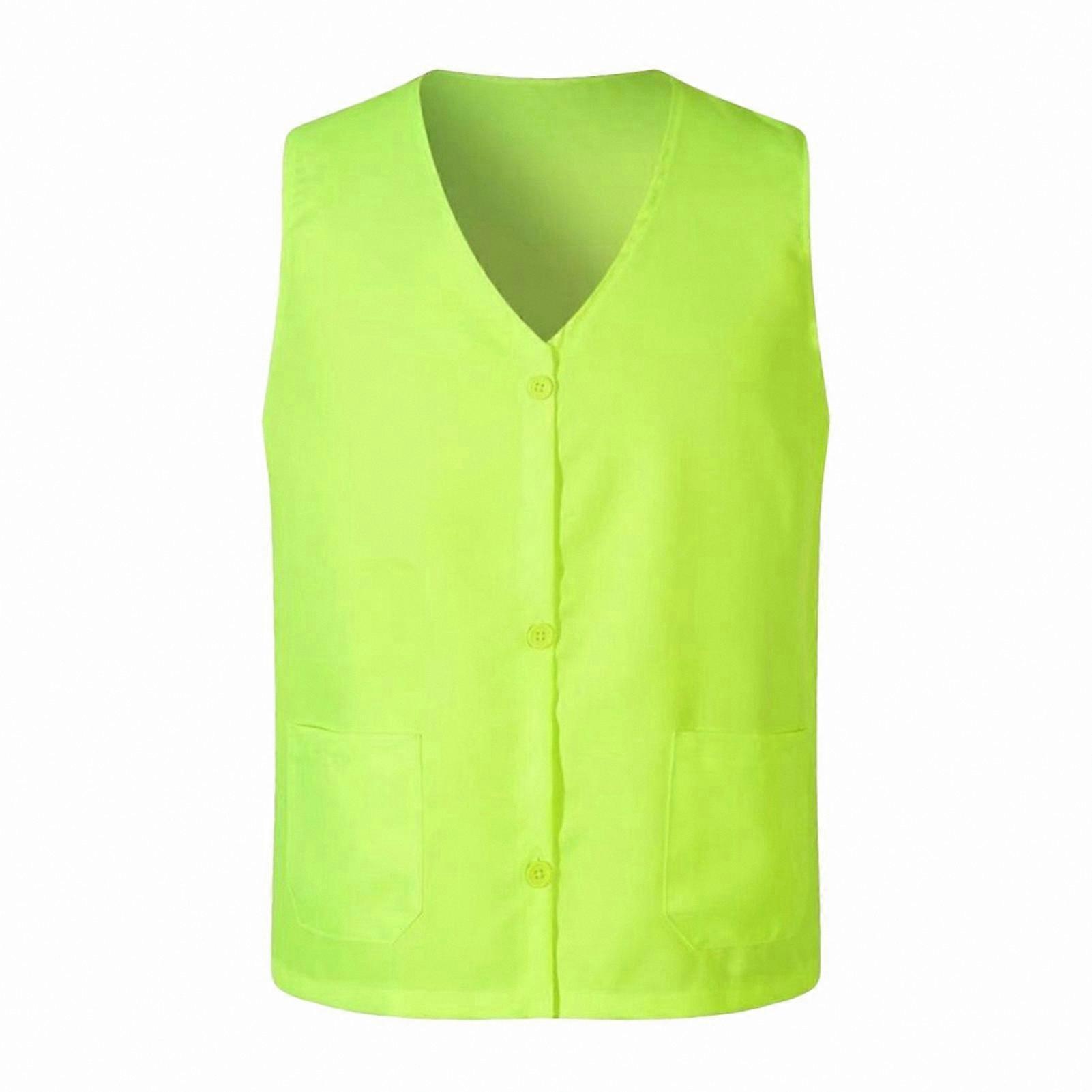 Unisex V-Neck Work Vest with Pocket Solid Color Polyester Protective Jacket Uniform for Volunteers