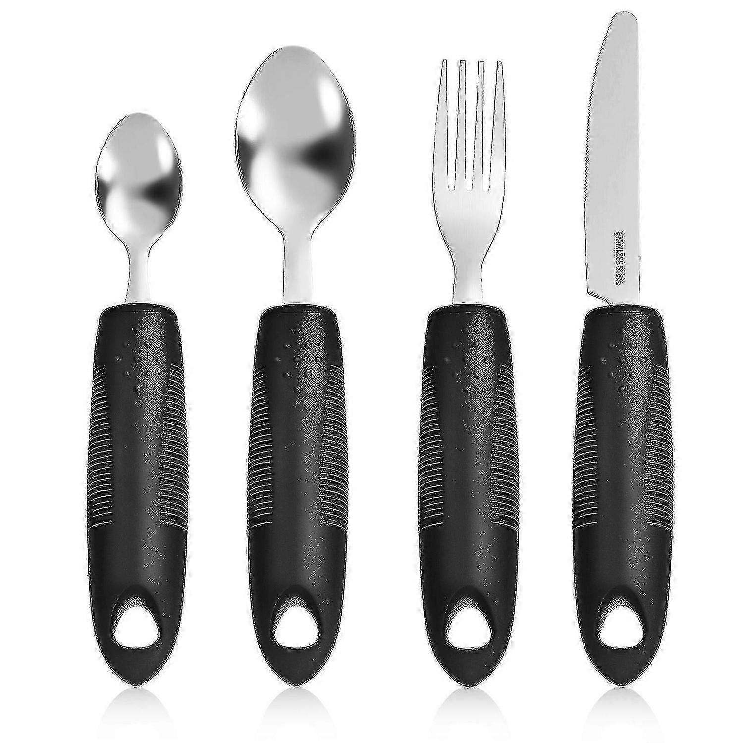 Anti-tremor weighted silverware for elderly - polished utensils set