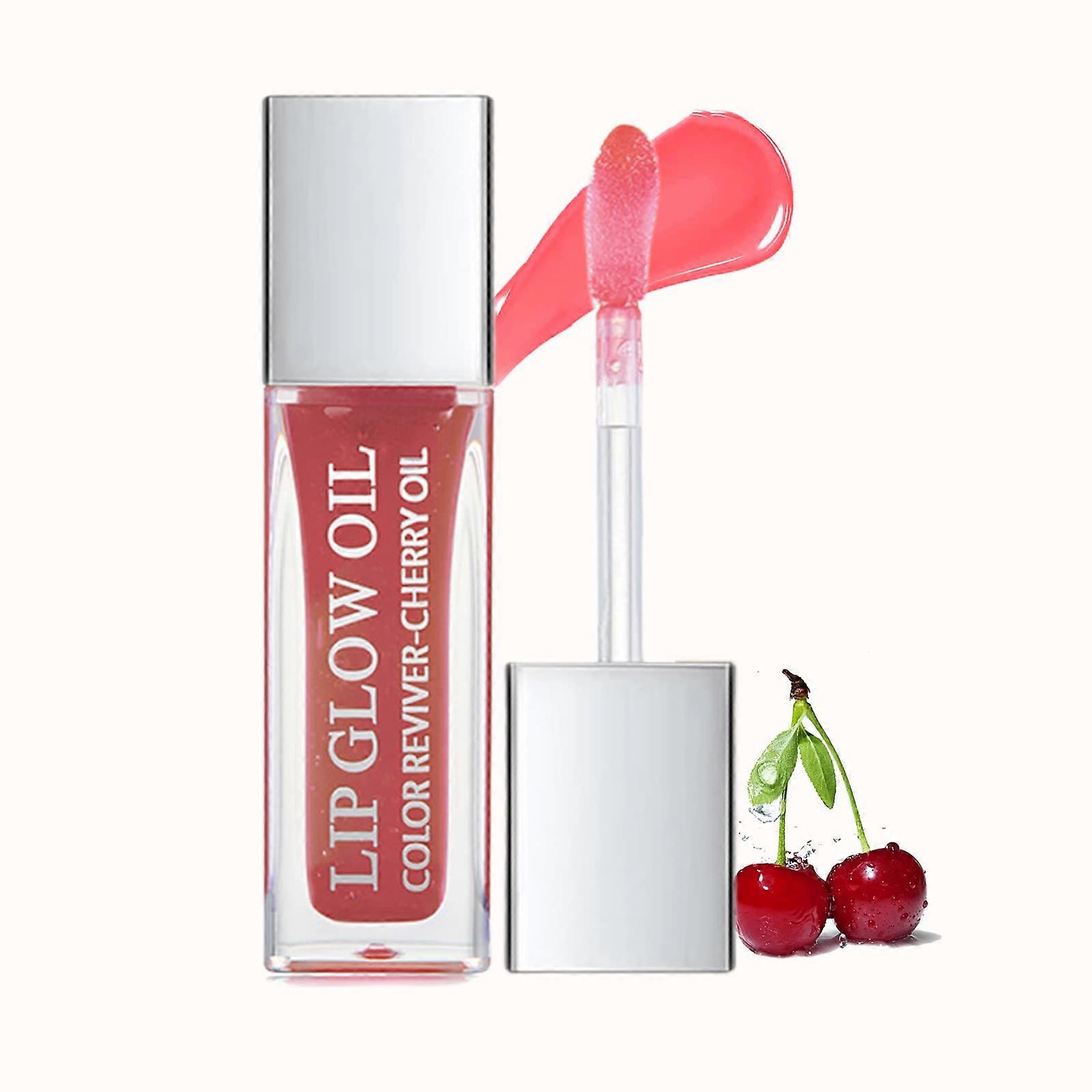 Cherry Lip Oil and Gloss with Deep Hydration, Plumping Effect, Nonsticky Feel for Smooth Lips