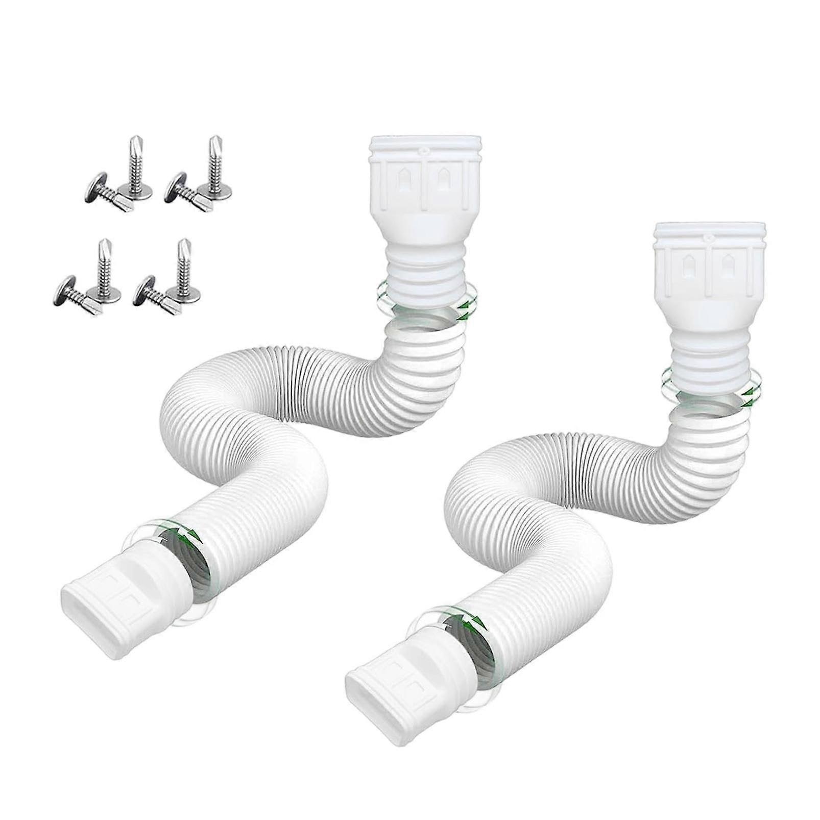 2 Pack Flexible Downspout Extension White, Adjustable Gutter Extender 2160in for Foundation Protection