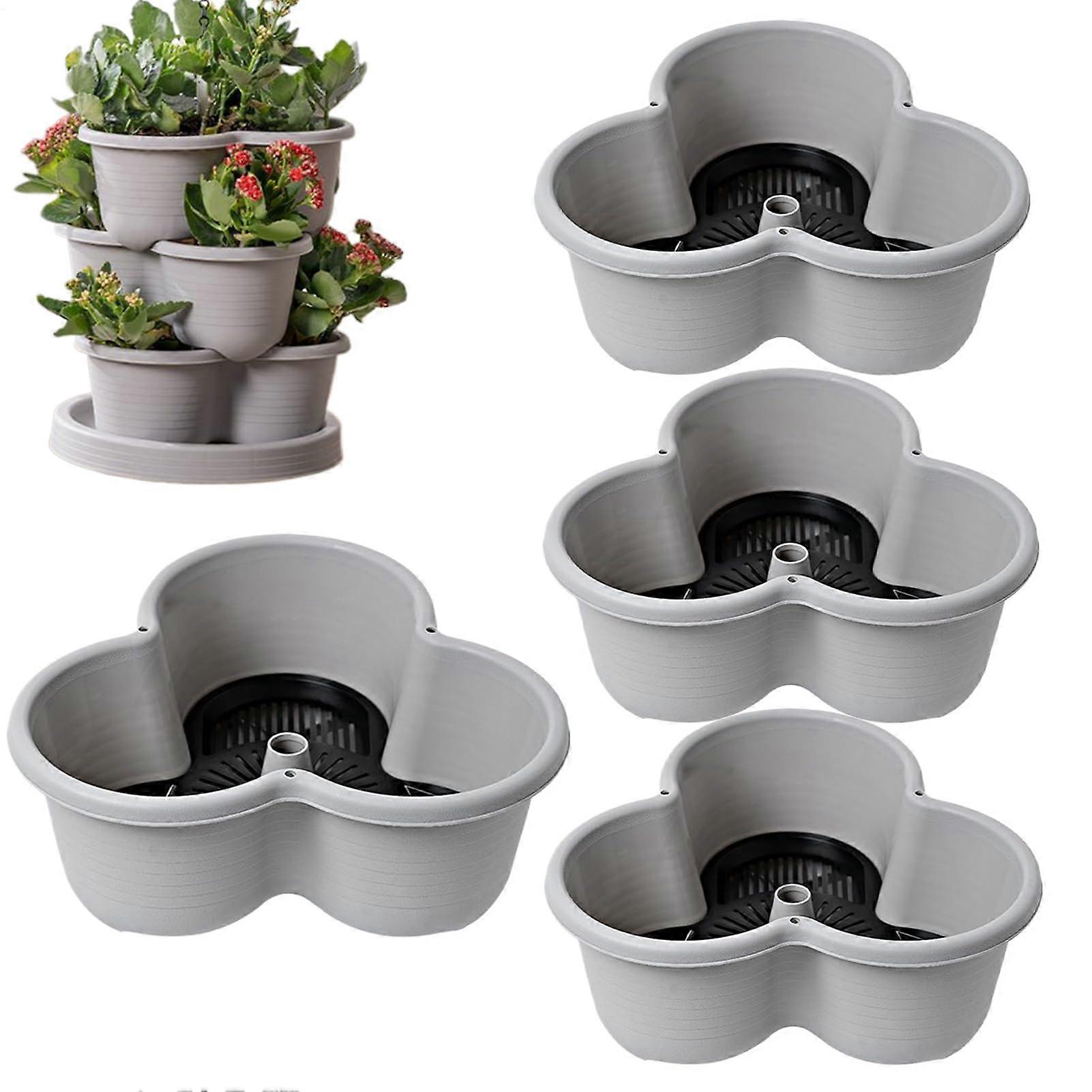 4 Tier Vertical Garden Planter with Wheels, Stackable Tower for Indoor Outdoor Herbs and Vegetables