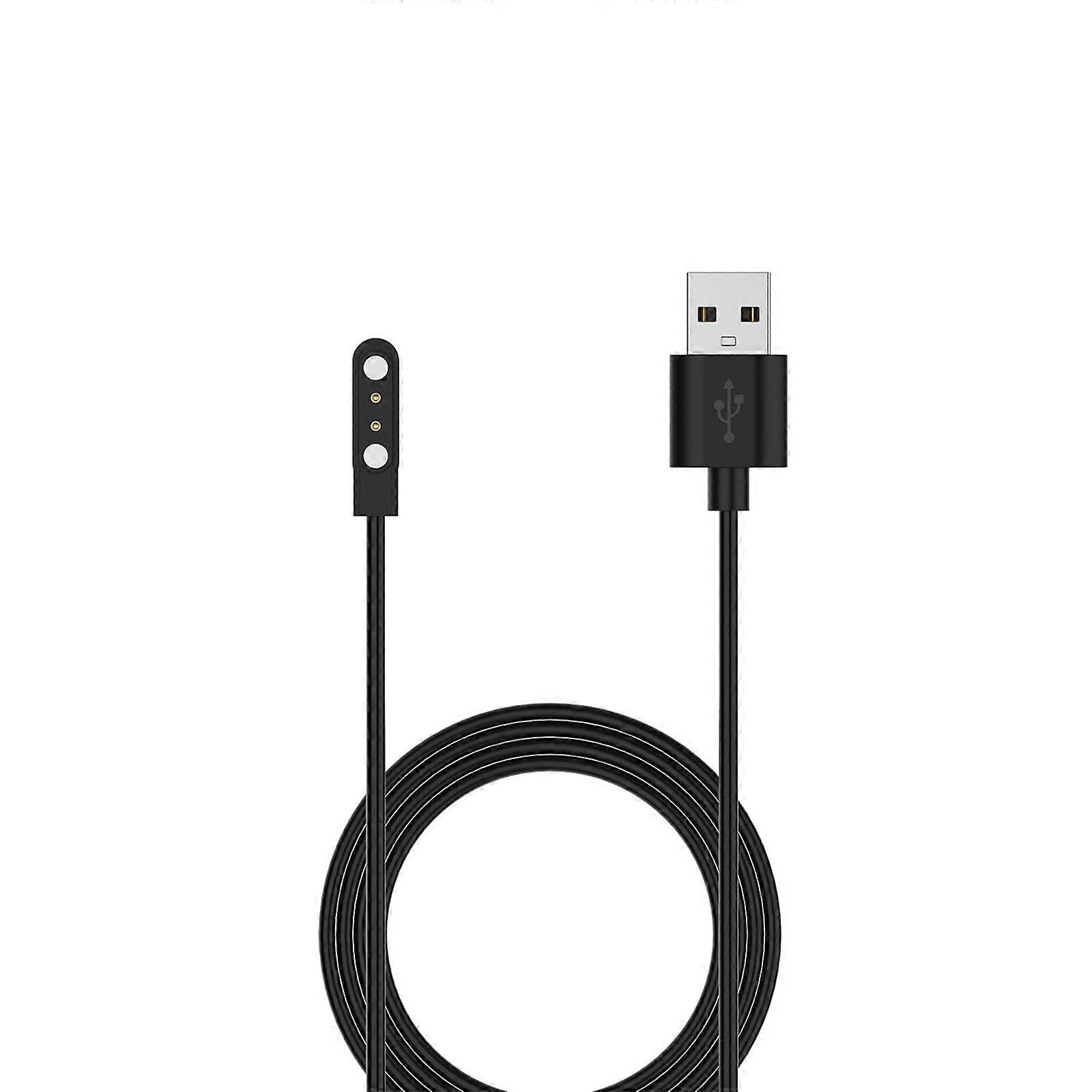 2 Pin USB Smartwatch Charging Cable 60cm Fast Charge Flexible Replacement Cord Black