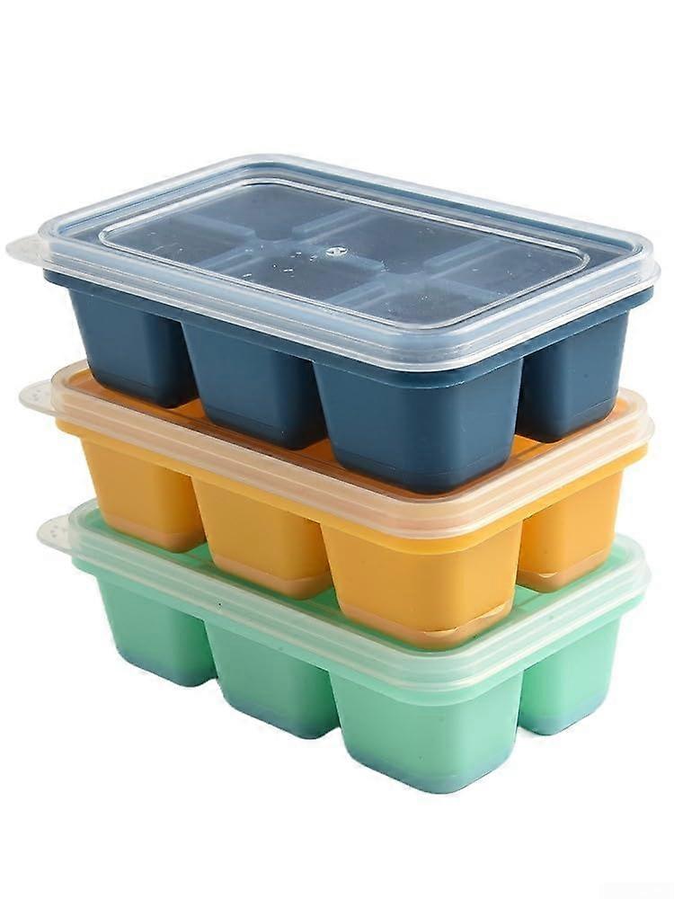 Silicone Ice Cube Trays with Lids, Set of 3 Stackable LeakProof Molds for Easy Ice Release