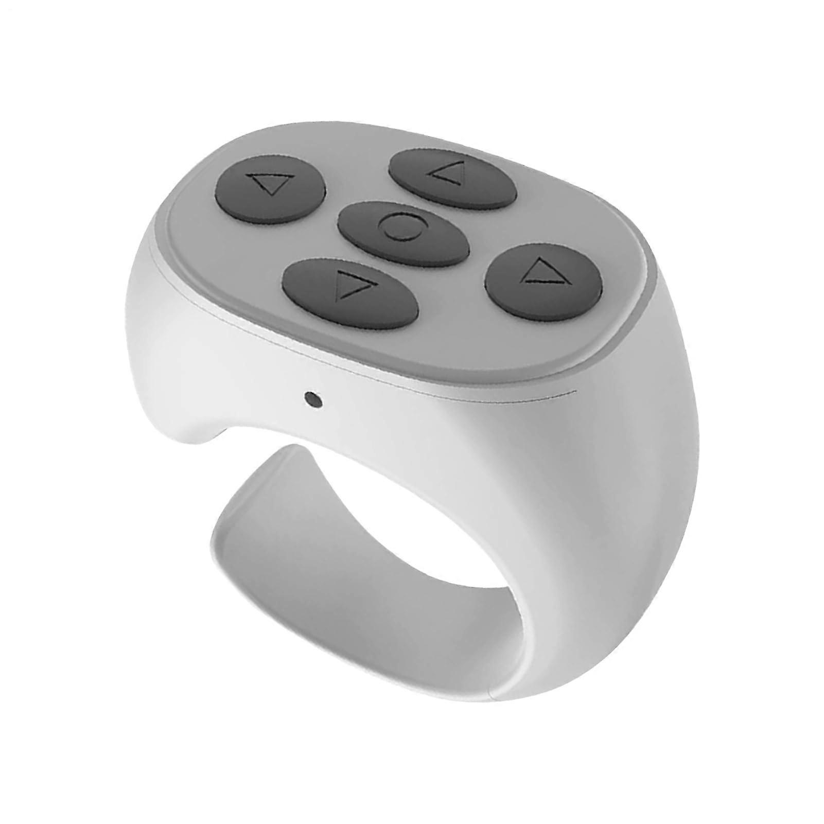 Wireless Camera Remote with Bluetooth Shutter, Ergonomic Ring Design, 15m Range, Rechargeable White