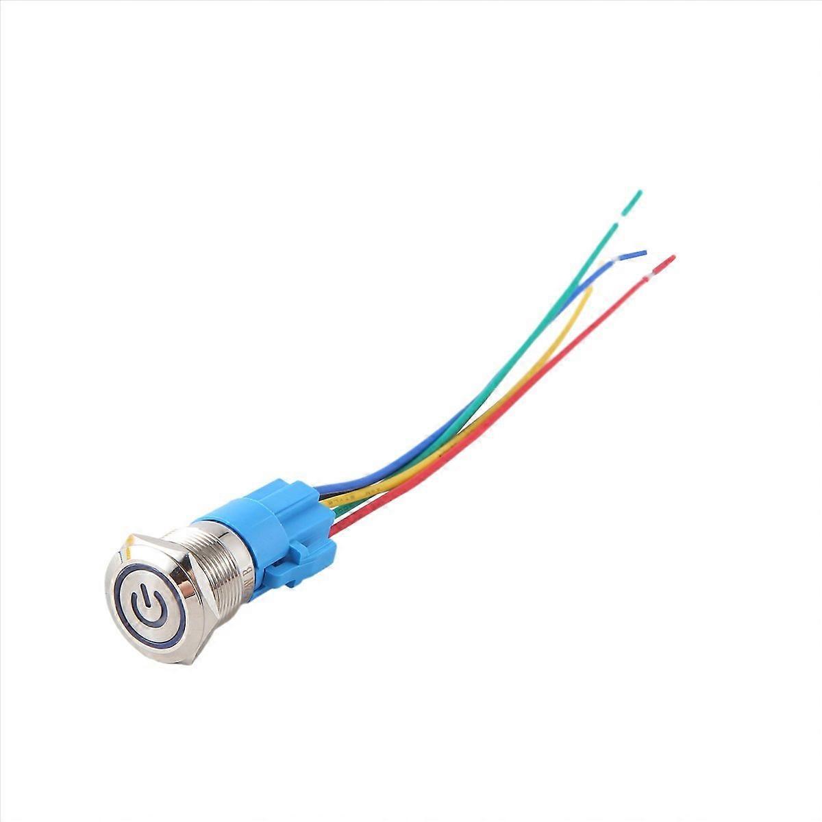 5PCS Metal Push Button Switch 12v 19mm Ring Lamp Power Symbol Light