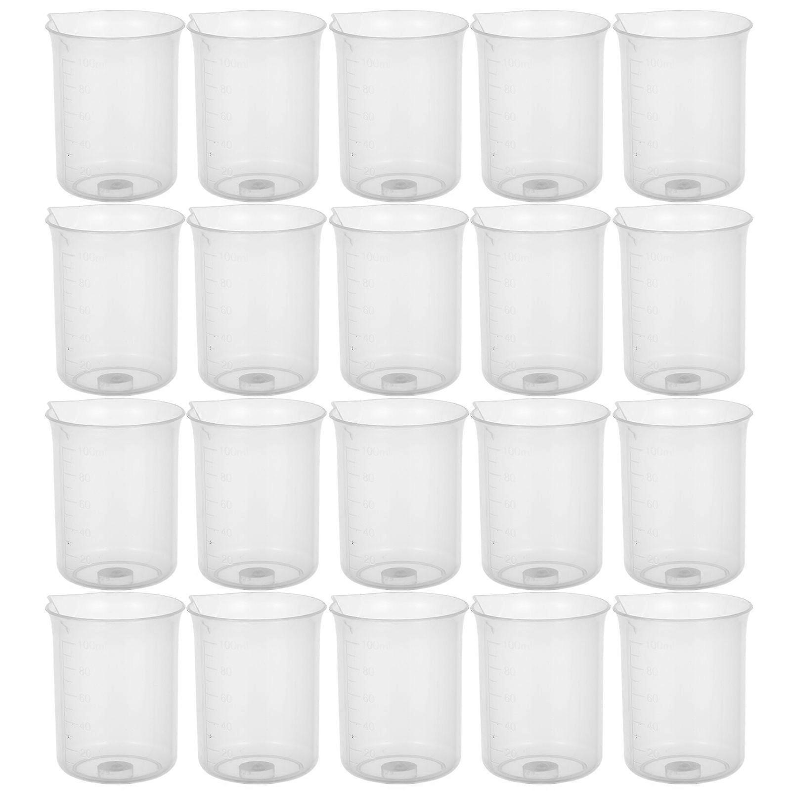 20 PCS 100mL PP Plastic Graduation Beakers Measuring Cups Liquid Container