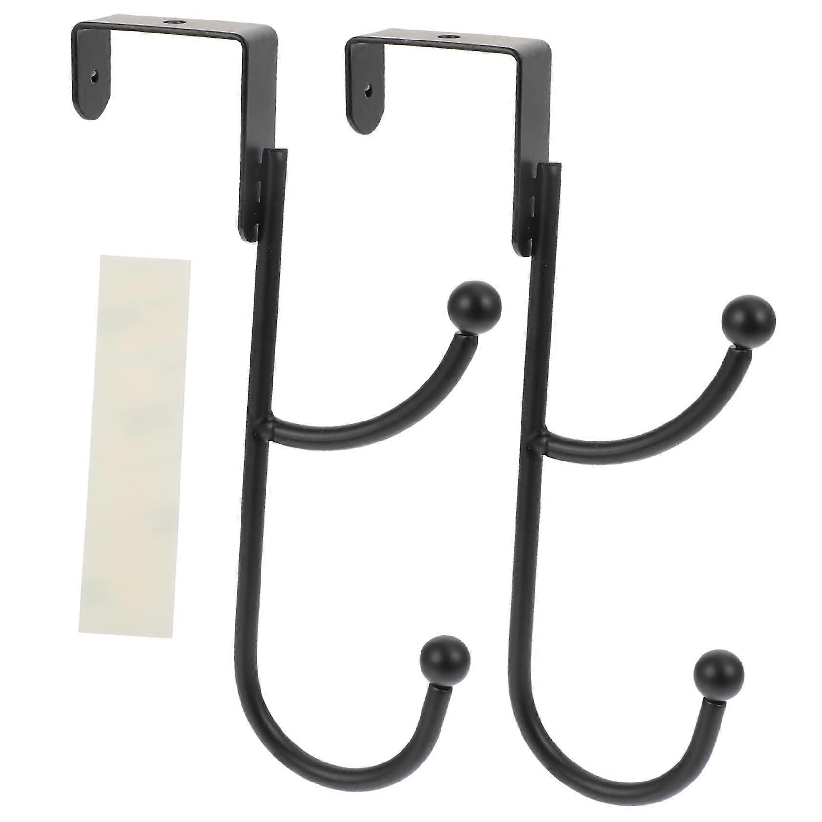 Over Door Hooks 2pcs Set SpaceSaving NoDrill Hangers for Coats Towels Clothes Multipurpose Storage